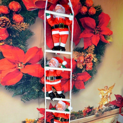 3 PCS Christmas Pendant Ladder Santa Claus Doll Tree New Year Ornaments(25cm 3 person)-garmade.com