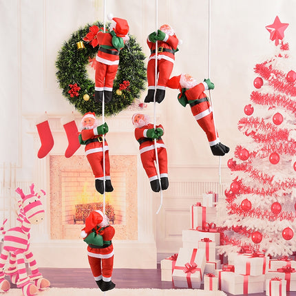 3 PCS Christmas Pendant Ladder Santa Claus Doll Tree New Year Ornaments(25cm three person rope)-garmade.com
