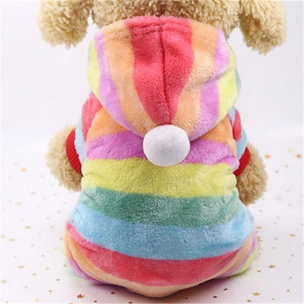 Dog Pajamas Fleece Jumpsuit Autumn Winter Dog Clothes Four legs Warm Pet Clothes, Size:M(Rainbow Color)-garmade.com