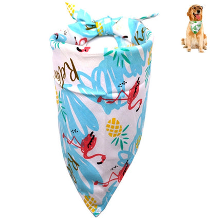 Pet Dog Triangle Scarf Flamingo Tropical Wind Series Saliva Towel Scarf, Size:S(Blue Flamingo)-garmade.com