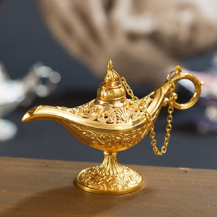 Aladdin Magic Lamp Metal Crafts Wish Lamp Aromatherapy Home Creative Decoration Gift(Gold)-garmade.com
