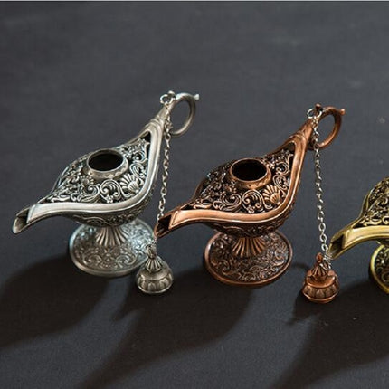 Aladdin Magic Lamp Metal Crafts Wish Lamp Aromatherapy Home Creative Decoration Gift(Gold)-garmade.com