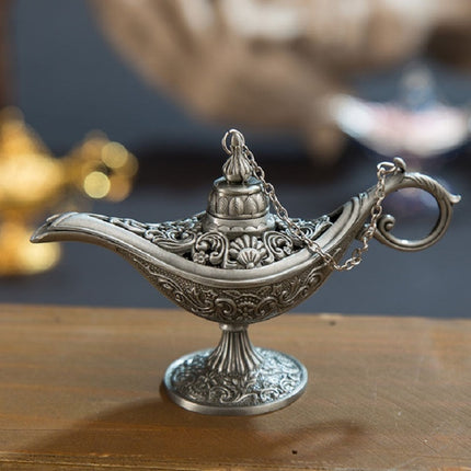 Aladdin Magic Lamp Metal Crafts Wish Lamp Aromatherapy Home Creative Decoration Gift(Old Tin)-garmade.com