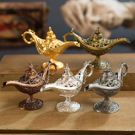 Aladdin Magic Lamp Metal Crafts Wish Lamp Aromatherapy Home Creative Decoration Gift(Old Tin)-garmade.com