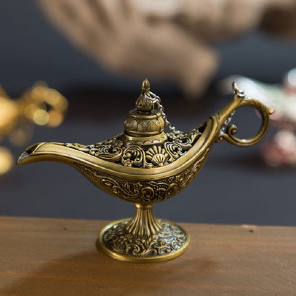 Aladdin Magic Lamp Metal Crafts Wish Lamp Aromatherapy Home Creative Decoration Gift(Bronze)-garmade.com