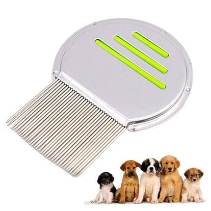 Pet Comb Dog Flea Cleaning Comb Stainless Steel Threaded Needle Comb Removal Beauty Products(Green)-garmade.com