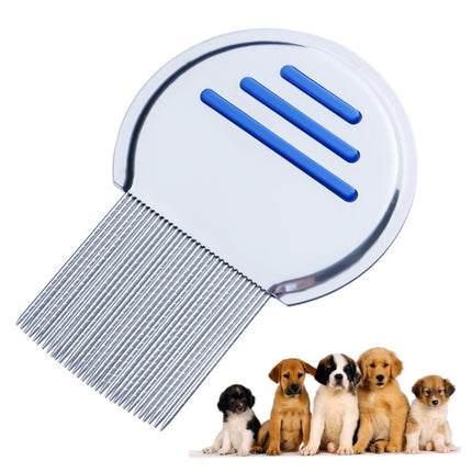 Pet Comb Dog Flea Cleaning Comb Stainless Steel Threaded Needle Comb Removal Beauty Products(Blue)-garmade.com