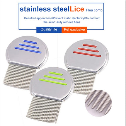 Pet Comb Dog Flea Cleaning Comb Stainless Steel Threaded Needle Comb Removal Beauty Products(Blue)-garmade.com