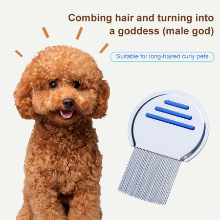 Pet Comb Dog Flea Cleaning Comb Stainless Steel Threaded Needle Comb Removal Beauty Products(Blue)-garmade.com