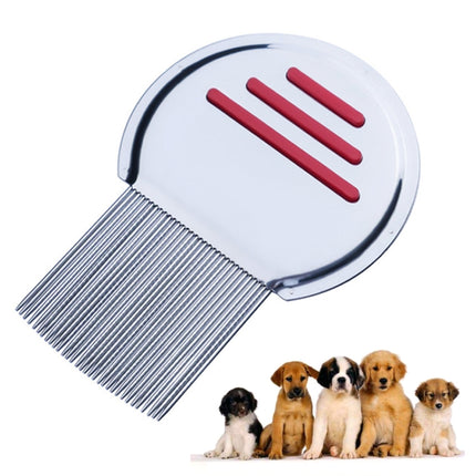 Pet Comb Dog Flea Cleaning Comb Stainless Steel Threaded Needle Comb Removal Beauty Products(Red)-garmade.com