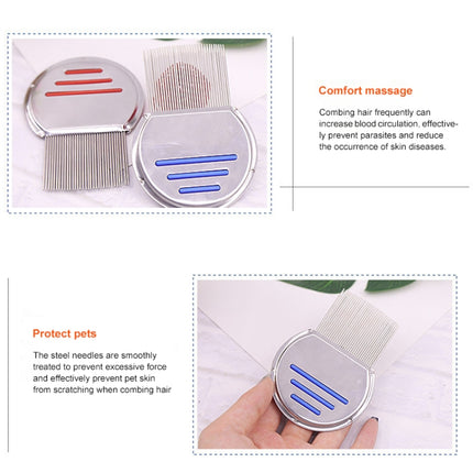 Pet Comb Dog Flea Cleaning Comb Stainless Steel Threaded Needle Comb Removal Beauty Products(Red)-garmade.com