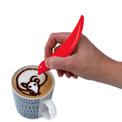 New Electric Latte Art Pen For Coffee Cake Pen For Spice Cake Decorating Pen Coffee Carving Pen Baking Pastry Tools(Red)-garmade.com