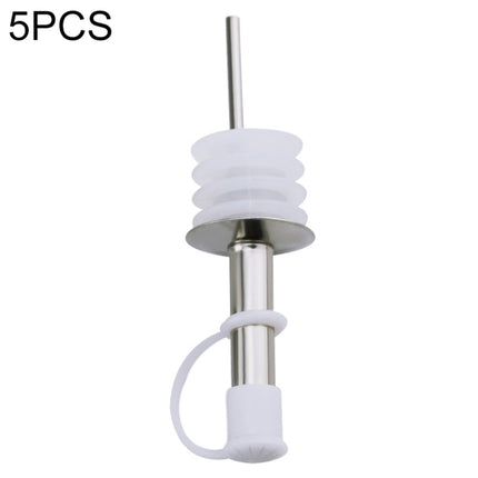 5 PCS Glass Bottle Stopper Stainless Steel Oil Stopper Silicone Stopper White Hat Straight Mouth-garmade.com