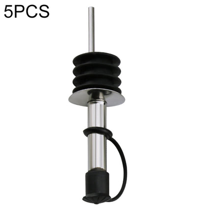 5 PCS Glass Bottle Stopper Stainless Steel Oil Stopper Silicone Stopper Black Hat Straight Mouth-garmade.com