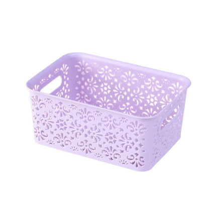 S 23x16.5x10cm Desktop Skin Care Products Storage Rack Underwear Storage Plastic Box(Purple)-garmade.com