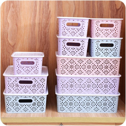 S 23x16.5x10cm Desktop Skin Care Products Storage Rack Underwear Storage Plastic Box(Purple)-garmade.com
