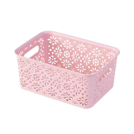 S 23x16.5x10cm Desktop Skin Care Products Storage Rack Underwear Storage Plastic Box(Pink)-garmade.com