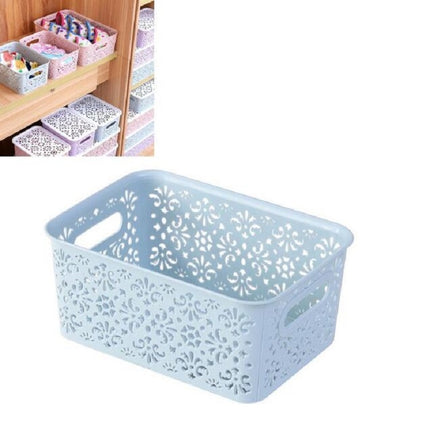 L 34x23x10cm Desktop Skin Care Products Storage Rack Underwear Storage Plastic Box(Blue)-garmade.com