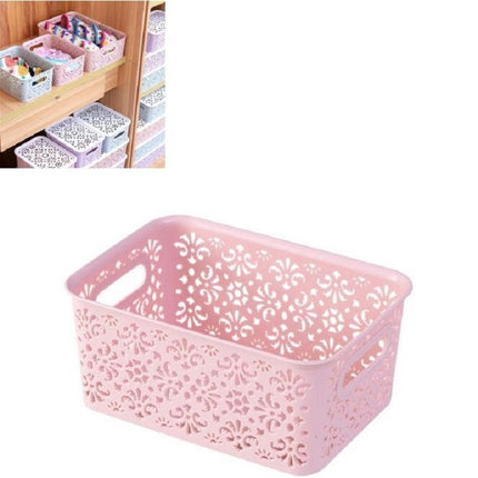 L 34x23x10cm Desktop Skin Care Products Storage Rack Underwear Storage Plastic Box(Pink)-garmade.com