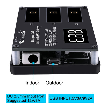 Micro USB Triple Battery Charger for Insta360 ONE X Panoramic Camera(Eu Plug)-garmade.com