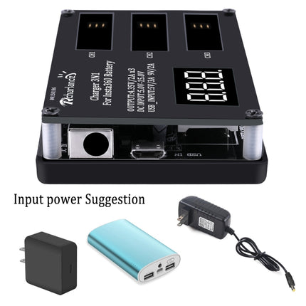 Micro USB Triple Battery Charger for Insta360 ONE X Panoramic Camera(Us Plug)-garmade.com