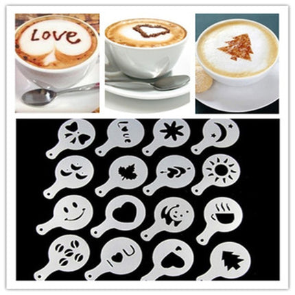 32 PCS Coffee Stencil Filter Coffee Maker Cappuccino Mold Templates Strew Flowers Pad Spray Art Baking Tools-garmade.com