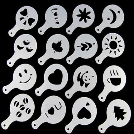 32 PCS Coffee Stencil Filter Coffee Maker Cappuccino Mold Templates Strew Flowers Pad Spray Art Baking Tools-garmade.com