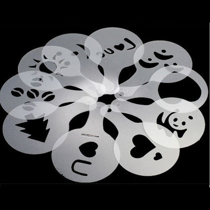 32 PCS Coffee Stencil Filter Coffee Maker Cappuccino Mold Templates Strew Flowers Pad Spray Art Baking Tools-garmade.com