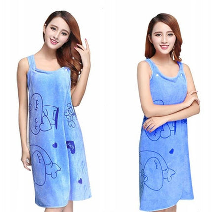 Bath Towels Fashion Lady Wearable Fast Drying Magic Bath Towel Beach Spa Bathrobes Bath Skirt(blue)-garmade.com