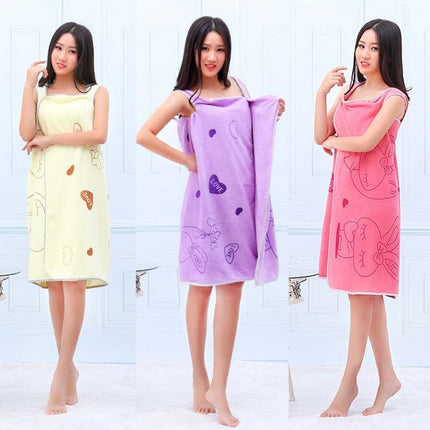 Bath Towels Fashion Lady Wearable Fast Drying Magic Bath Towel Beach Spa Bathrobes Bath Skirt(pink)-garmade.com
