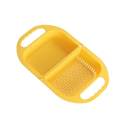 Kitchen Household Creative Folding Fruit Basket Plastic Vegetable Draining Basket(Yellow)-garmade.com