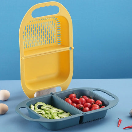 Kitchen Household Creative Folding Fruit Basket Plastic Vegetable Draining Basket(Yellow)-garmade.com