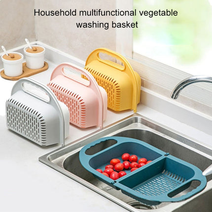 Kitchen Household Creative Folding Fruit Basket Plastic Vegetable Draining Basket(Yellow)-garmade.com