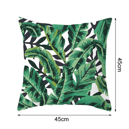 Tropical Plants Pillow Case Polyester Decorative Pillowcases Green Leaves Throw Pillow Cover Square 45CM x45CM(29)-garmade.com