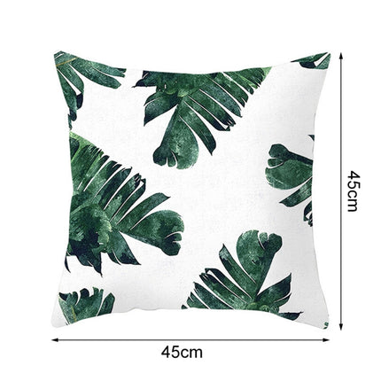 Tropical Plants Pillow Case Polyester Decorative Pillowcases Green Leaves Throw Pillow Cover Square 45CM x45CM(30)-garmade.com