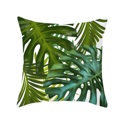 Tropical Plants Pillow Case Polyester Decorative Pillowcases Green Leaves Throw Pillow Cover Square 45CM x45CM(3)-garmade.com