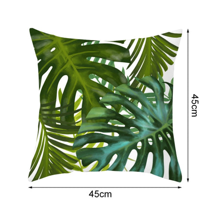Tropical Plants Pillow Case Polyester Decorative Pillowcases Green Leaves Throw Pillow Cover Square 45CM x45CM(3)-garmade.com
