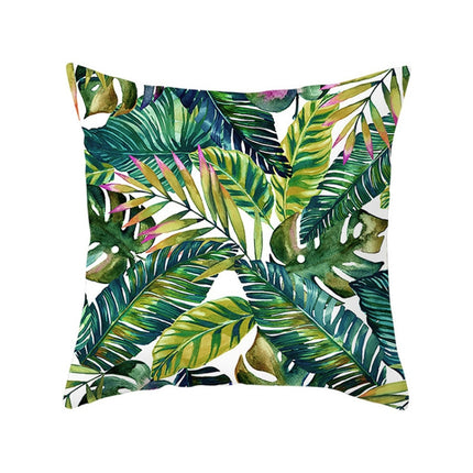 Tropical Plants Pillow Case Polyester Decorative Pillowcases Green Leaves Throw Pillow Cover Square 45CM x45CM(7)-garmade.com