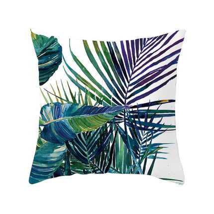 Tropical Plants Pillow Case Polyester Decorative Pillowcases Green Leaves Throw Pillow Cover Square 45CM x45CM(8)-garmade.com