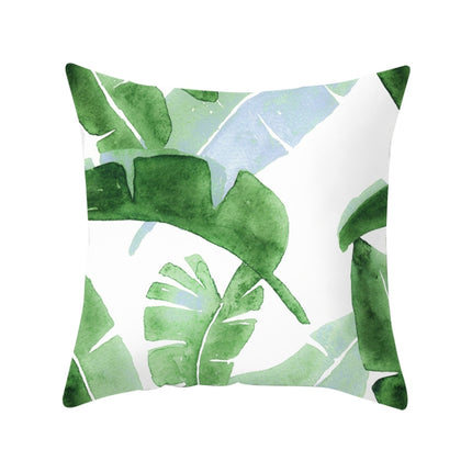 Tropical Plants Pillow Case Polyester Decorative Pillowcases Green Leaves Throw Pillow Cover Square 45CM x45CM(15)-garmade.com