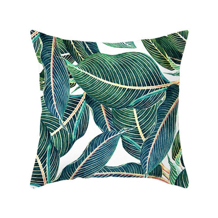 Tropical Plants Pillow Case Polyester Decorative Pillowcases Green Leaves Throw Pillow Cover Square 45CM x45CM(17)-garmade.com