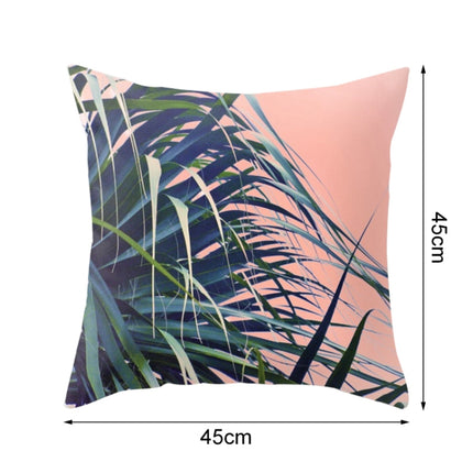 Tropical Plants Pillow Case Polyester Decorative Pillowcases Green Leaves Throw Pillow Cover Square 45CM x45CM(18)-garmade.com