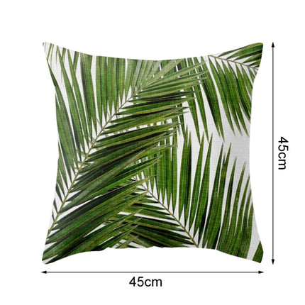 Tropical Plants Pillow Case Polyester Decorative Pillowcases Green Leaves Throw Pillow Cover Square 45CM x45CM(24)-garmade.com