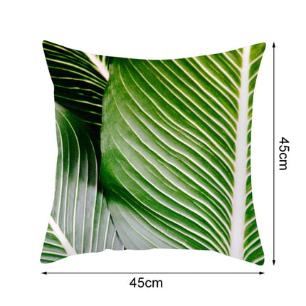 Tropical Plants Pillow Case Polyester Decorative Pillowcases Green Leaves Throw Pillow Cover Square 45CM x45CM(25)-garmade.com