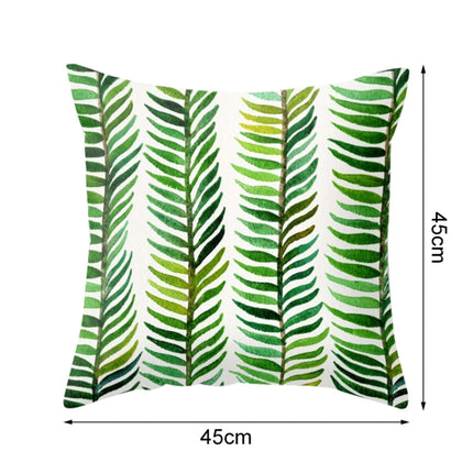 Tropical Plants Pillow Case Polyester Decorative Pillowcases Green Leaves Throw Pillow Cover Square 45CM x45CM(26)-garmade.com