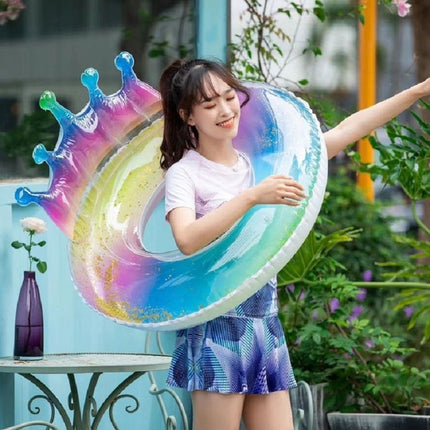 PVC Sequin Rainbow Swimming Ring, Inner Diameter:100cm(Crown)-garmade.com