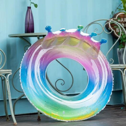 PVC Sequin Rainbow Swimming Ring, Inner Diameter:100cm(Crown)-garmade.com
