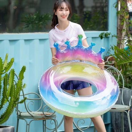 PVC Sequin Rainbow Swimming Ring, Inner Diameter:100cm(Crown)-garmade.com