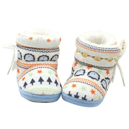 Baby Toddler Shoes Thick Cotton Shoes Soft Bottom Warm High-top Children Shoes, Size:0-12 Month(Blue)-garmade.com