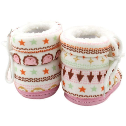Baby Toddler Shoes Thick Cotton Shoes Soft Bottom Warm High-top Children Shoes, Size:0-12 Month(Pink)-garmade.com